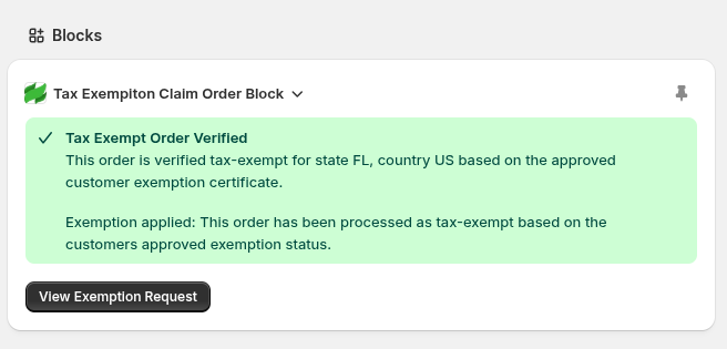 Exemption Certificate Verified