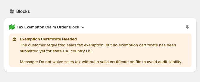 Exemption Certificate Needed