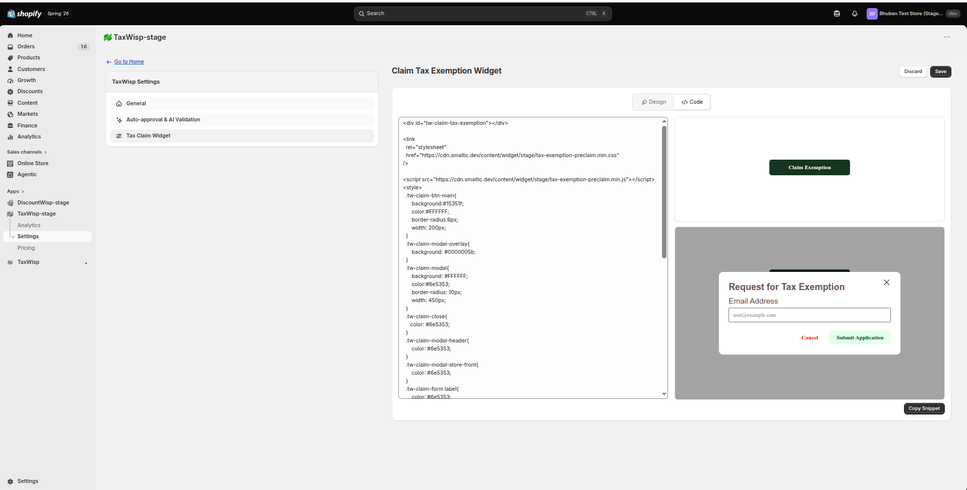 Code Snippet Interface